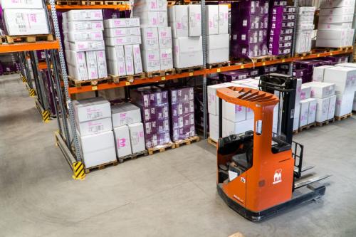 pallets of inventory in a warehouse